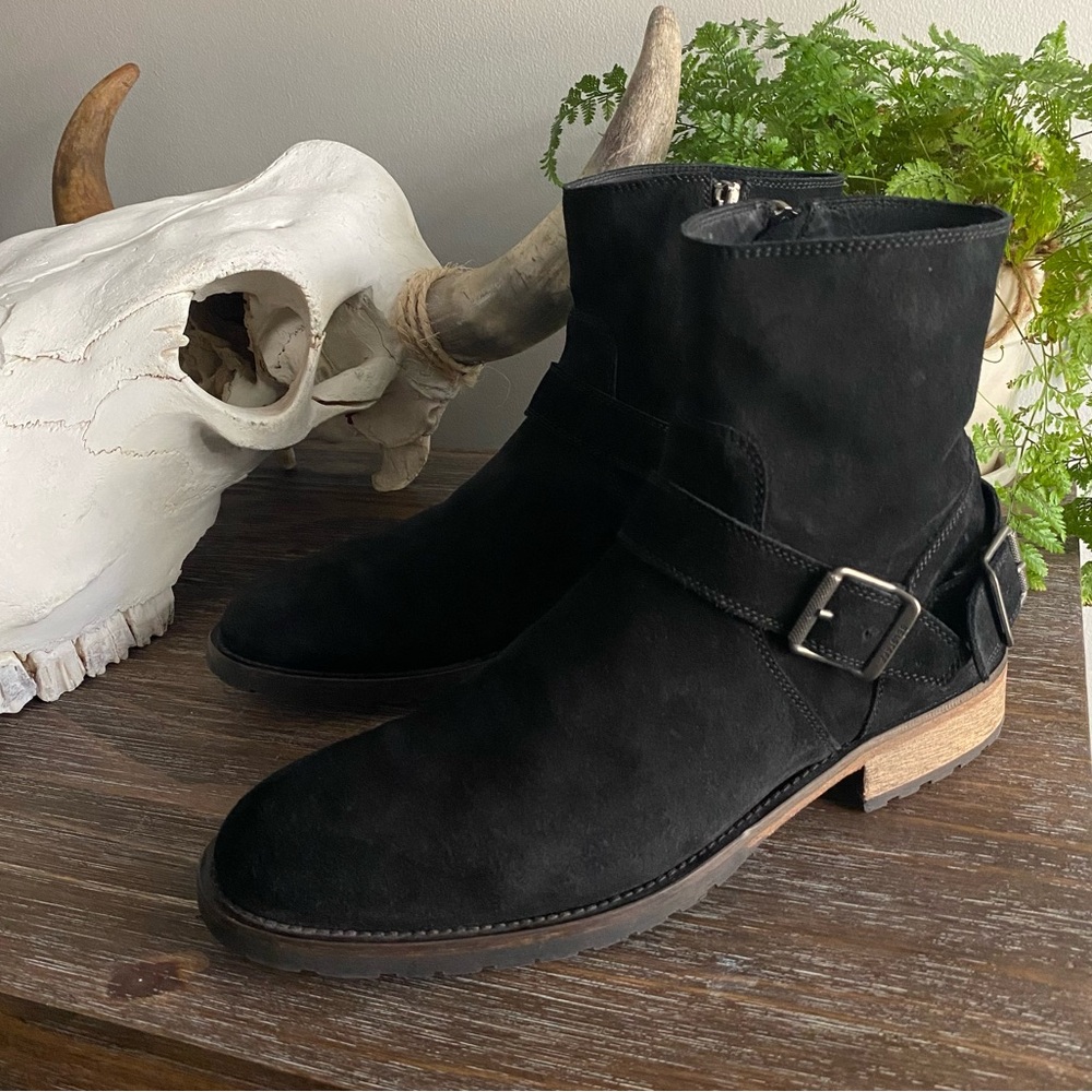 Belstaff Trialmaster Black Suede Moto Engineer Zip Up Boots Italian Mens EU 44 - Picture 3 of 13